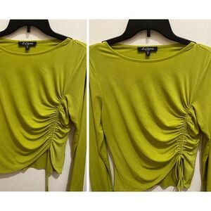 Green ruched long sleeve top